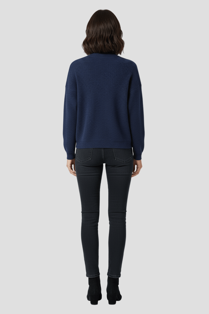 Women's Ribbed Knit Wrap Sweater Top with V-Neck and Asymmetrical Hem