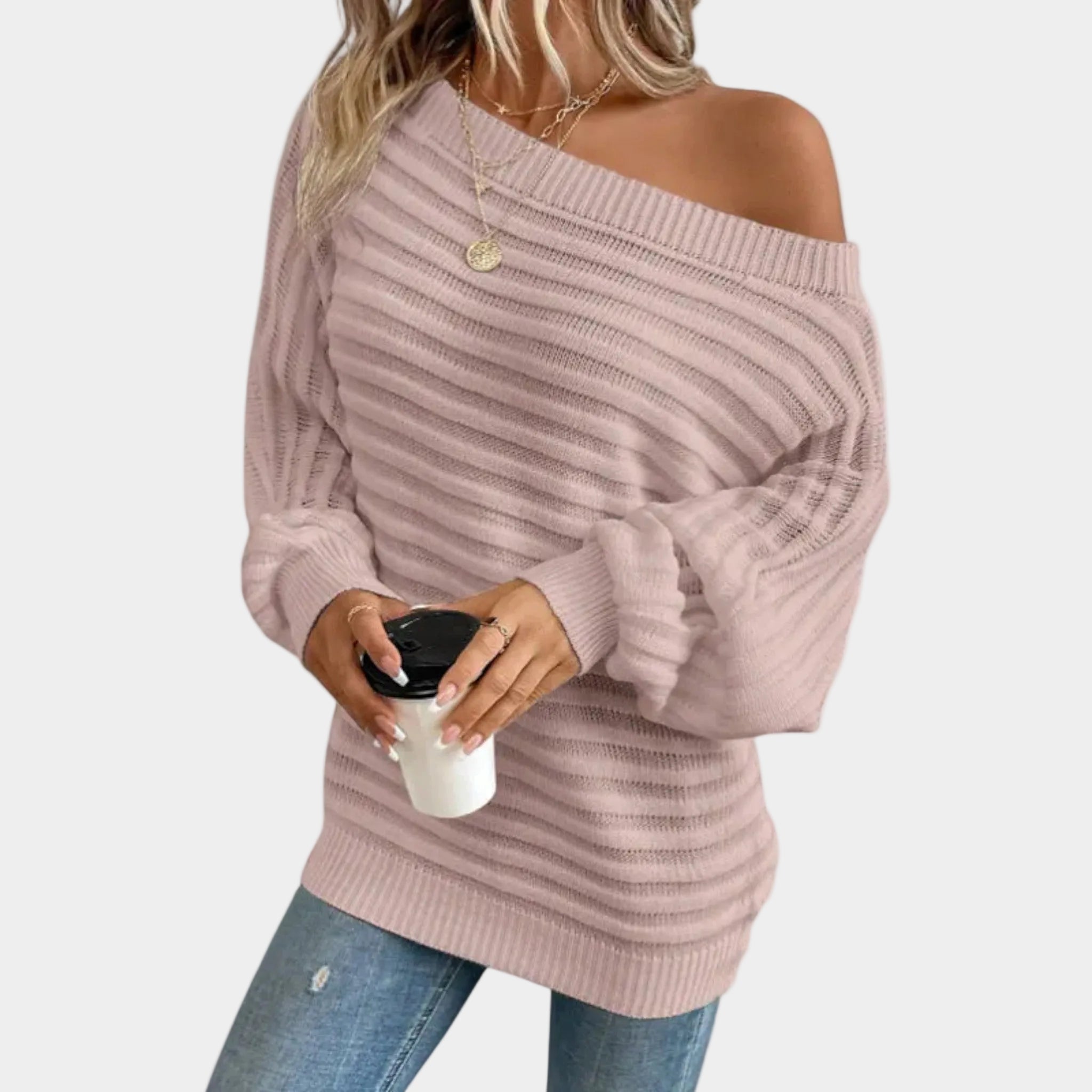Womens Sweater Off-Shoulder Soft Knit Design