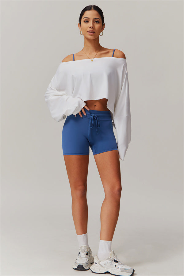 Asymmetrical Off-Shoulder Cropped Pullover