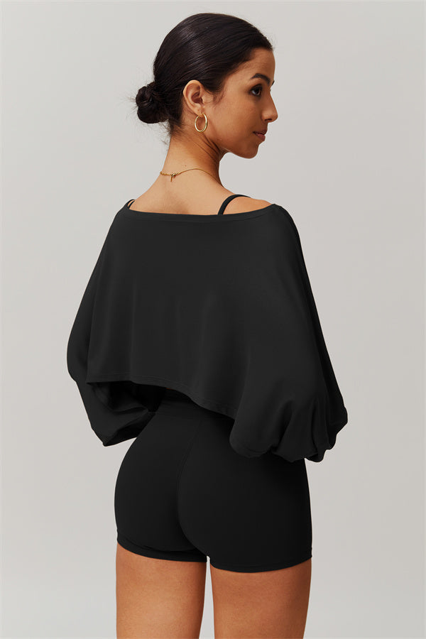 Asymmetrical Off-Shoulder Cropped Pullover