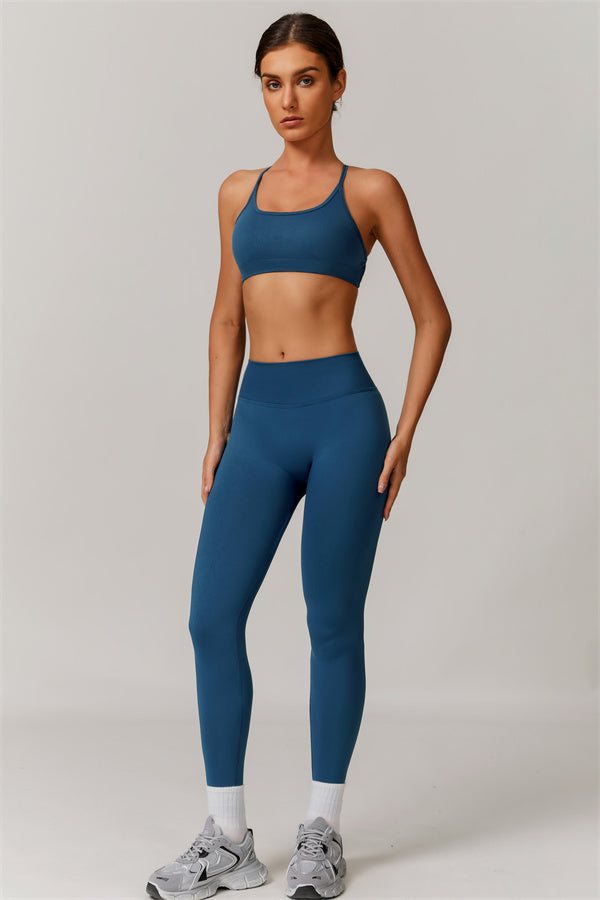 Seamless Cross-Back Sports Bra & Sculpt Legging Set
