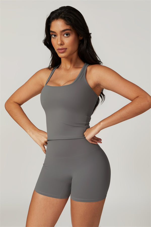 Square Neck Performance Crop Top