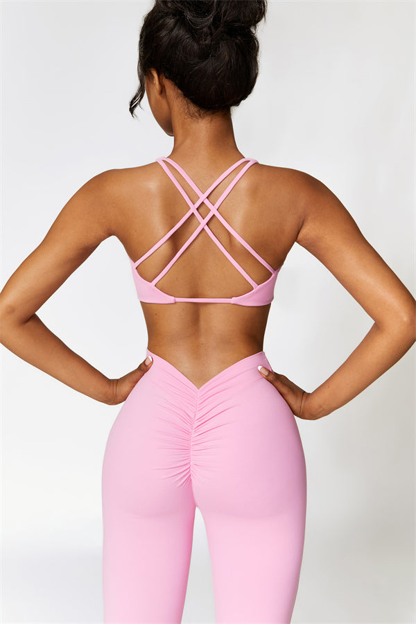 Twist-Front Sports Bra & Flared Leggings Set