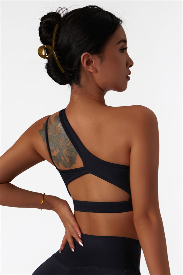 Asymmetrical One-Shoulder Sports Bra