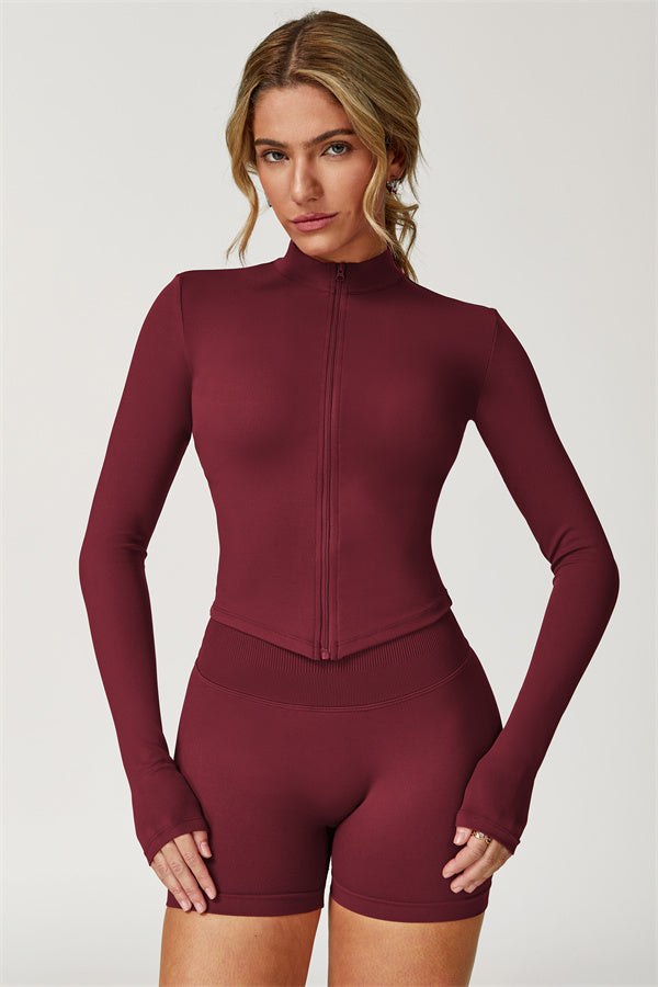 Zip-Up Stand Collar Active Jacket