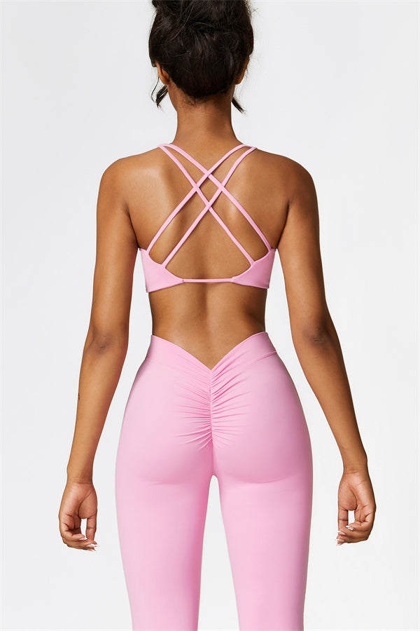 Twist-Front Sports Bra & Flared Leggings Set