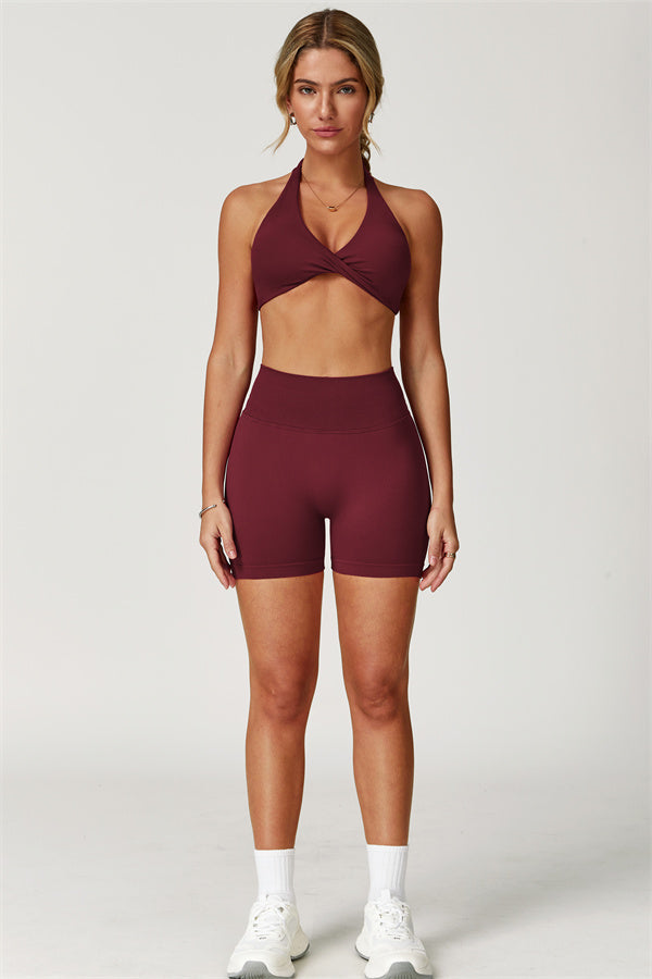 Twist-Front Open Back Sports Bra