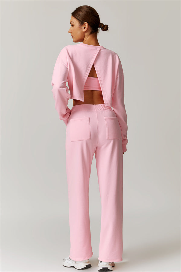 Open-Back Petal Crop Sweatshirt