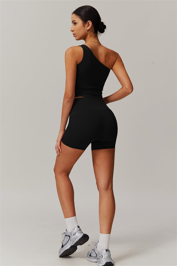One-Shoulder Crop Top & Shorts Set