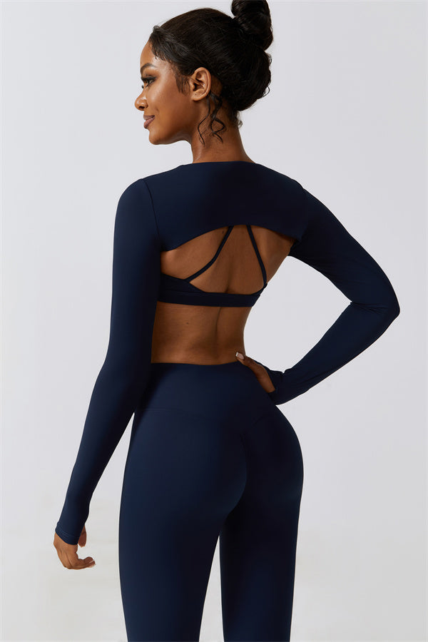 Stylish 3-Piece Activewear Set – Sports Bra, Crop Top & Leggings