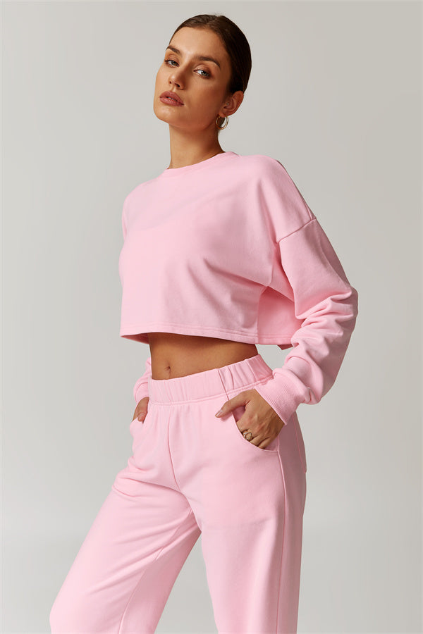Open-Back Petal Crop Sweatshirt