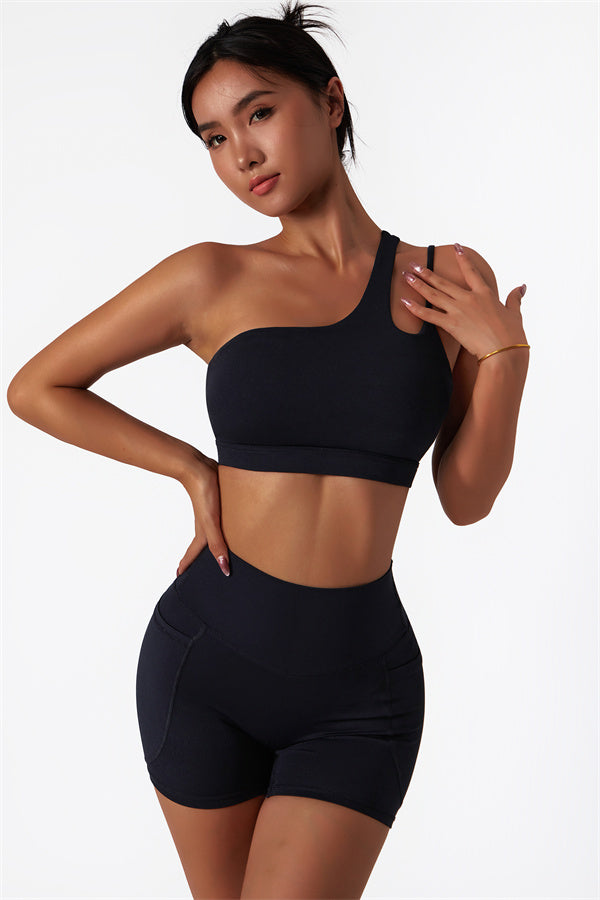 Asymmetrical One-Shoulder Sports Bra