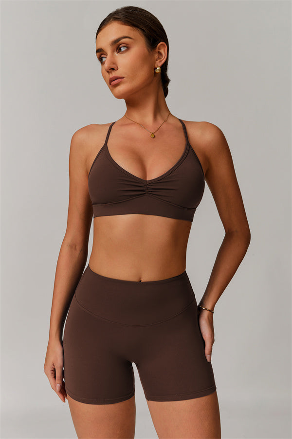 Pleated Crisscross Sports Bra