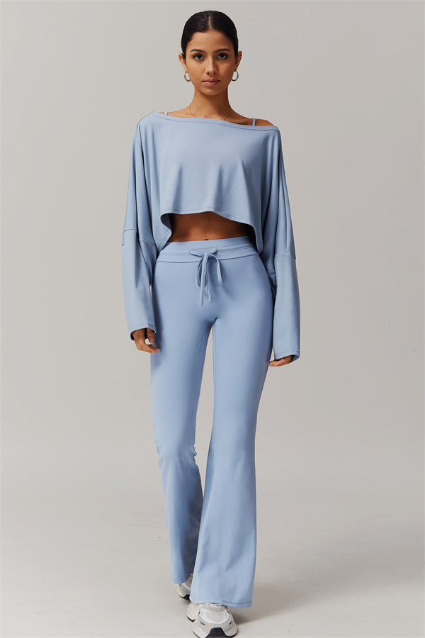 Asymmetrical Off-Shoulder Cropped Pullover