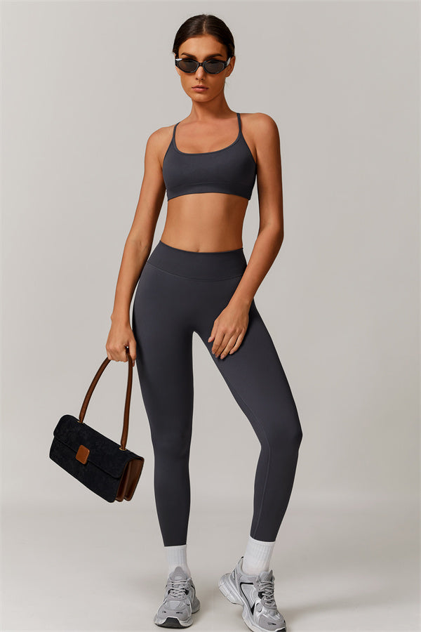 Seamless Cross-Back Sports Bra & Sculpt Legging Set