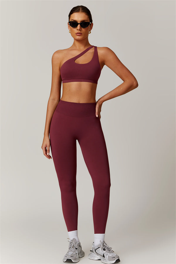 Asymmetrical Cutout One-Shoulder Sports Bra