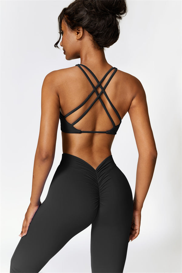 Twist-Front Sports Bra & Flared Leggings Set