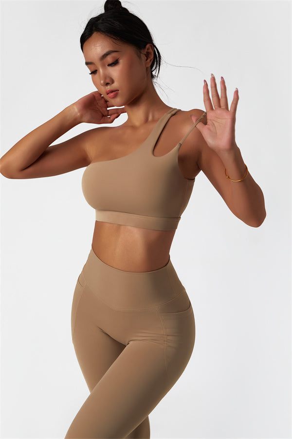 Asymmetrical One-Shoulder Sports Bra