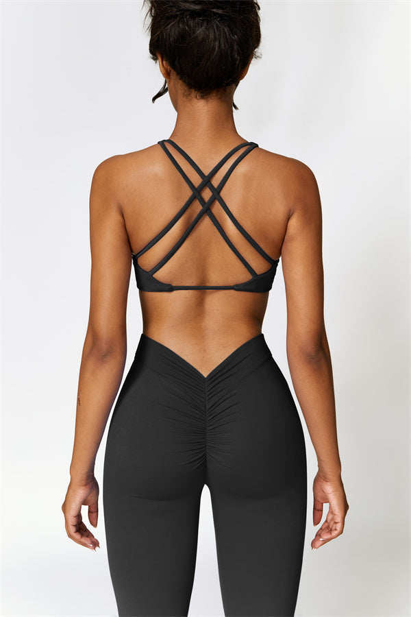 Twist-Front Sports Bra & Flared Leggings Set