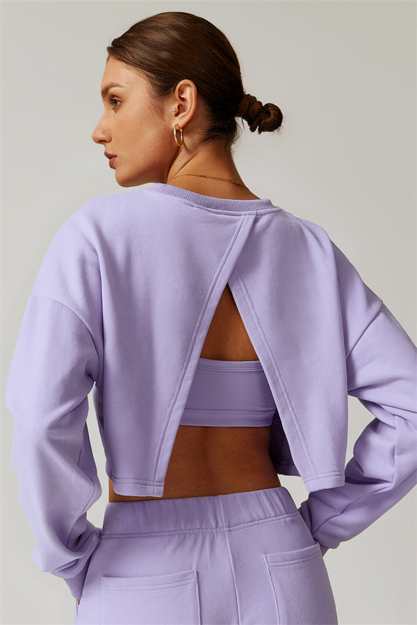 Open-Back Petal Crop Sweatshirt