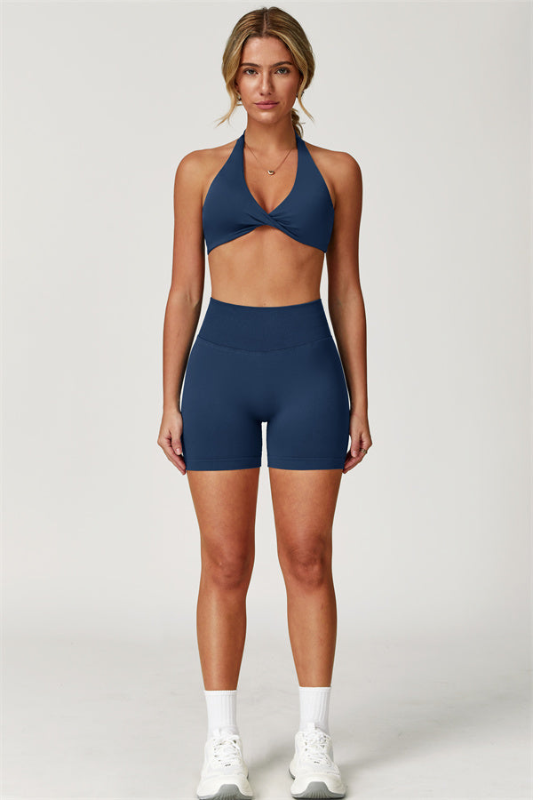Twist-Front Open Back Sports Bra