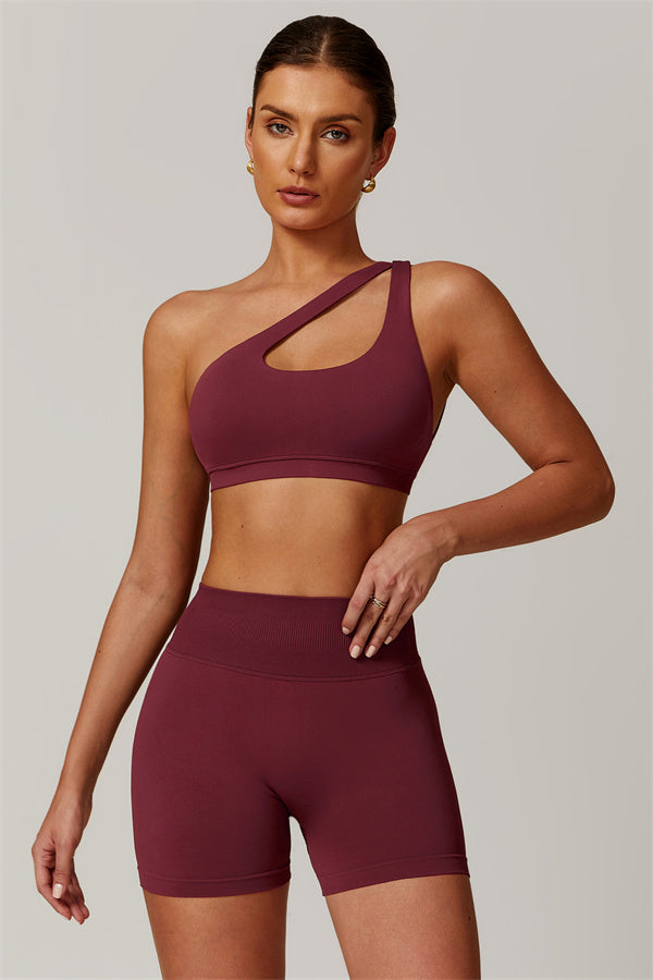 Asymmetrical Cutout One-Shoulder Sports Bra