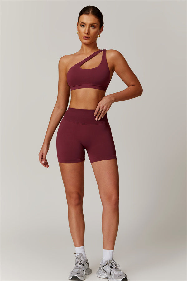 Asymmetrical Cutout One-Shoulder Sports Bra