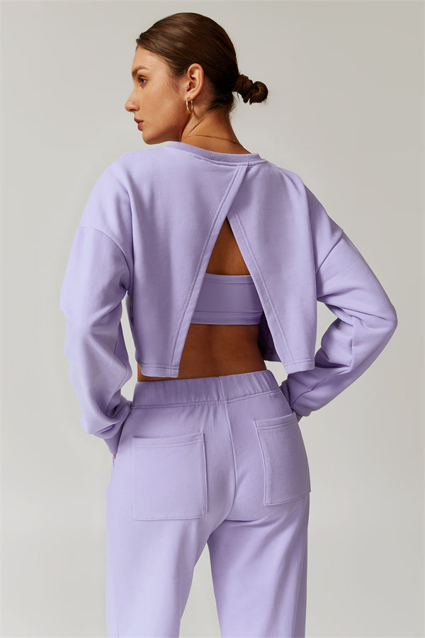 Open-Back Petal Crop Sweatshirt