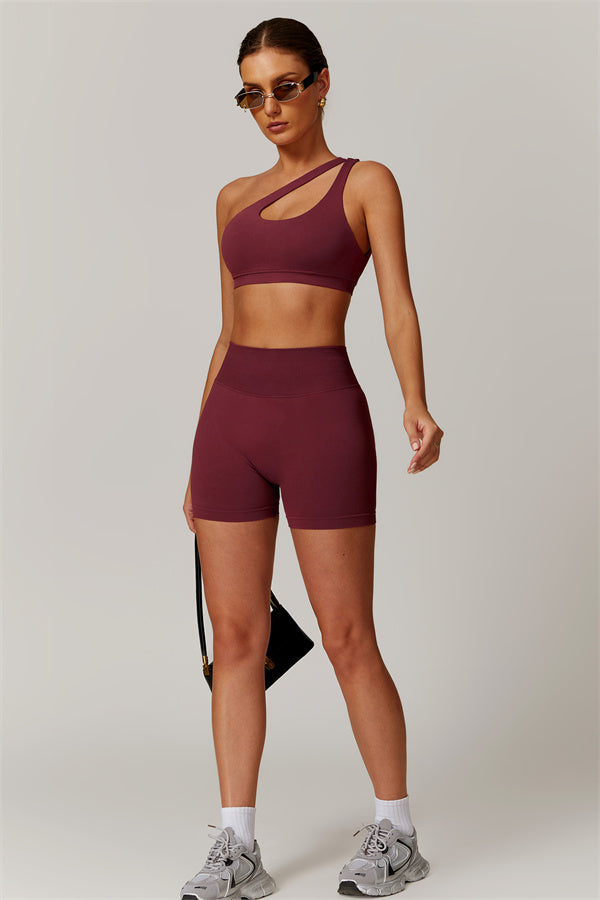 Asymmetrical Cutout One-Shoulder Sports Bra
