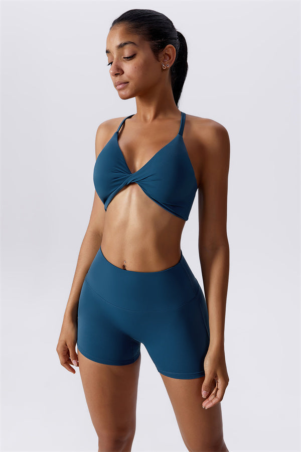 Twist-Front Crossback Sports Bra