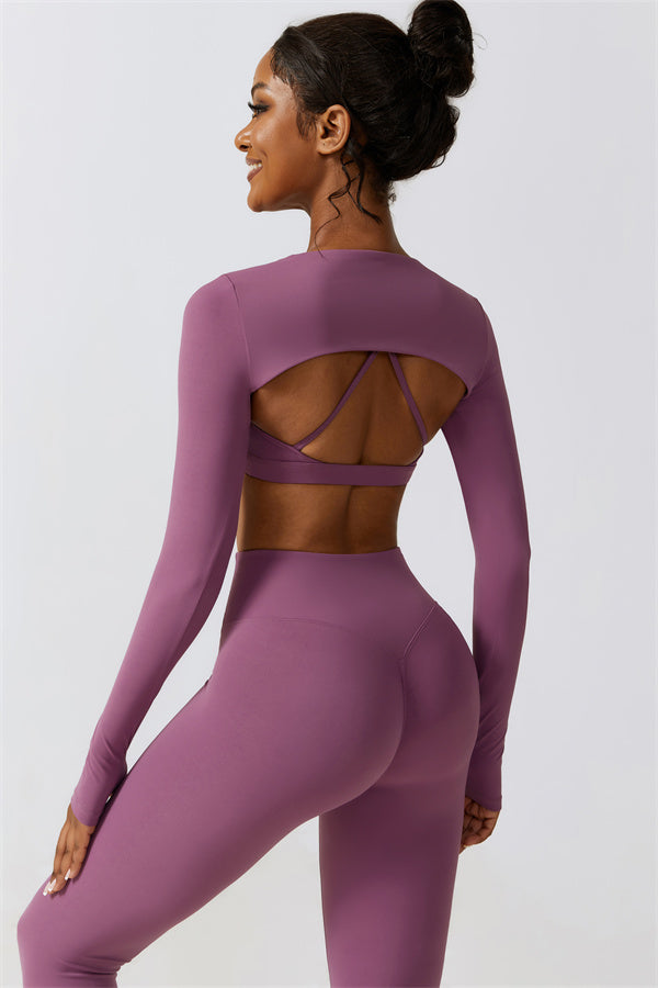 Stylish 3-Piece Activewear Set – Sports Bra, Crop Top & Leggings