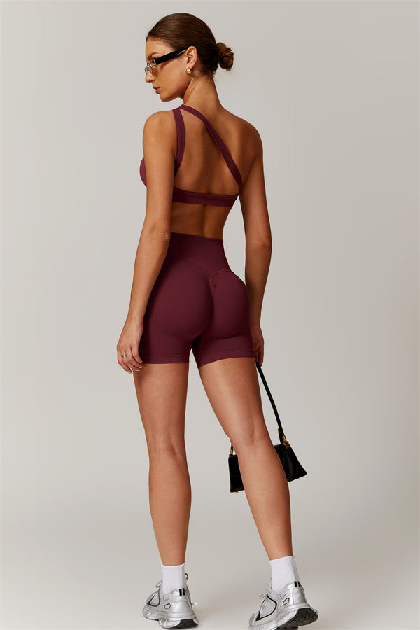 Asymmetrical Cutout One-Shoulder Sports Bra