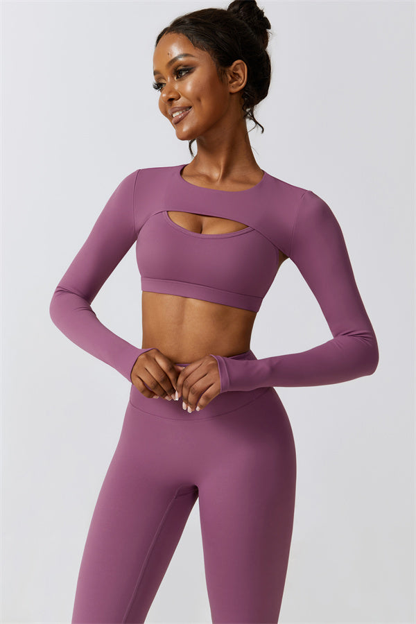 Stylish 3-Piece Activewear Set – Sports Bra, Crop Top & Leggings