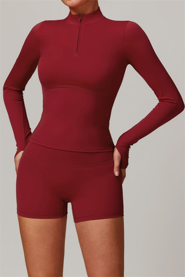 Form-Fitting Zipper Top with Thumbholes
