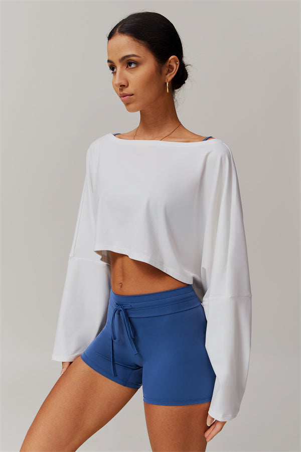 Asymmetrical Off-Shoulder Cropped Pullover