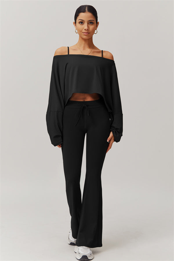 Asymmetrical Off-Shoulder Cropped Pullover