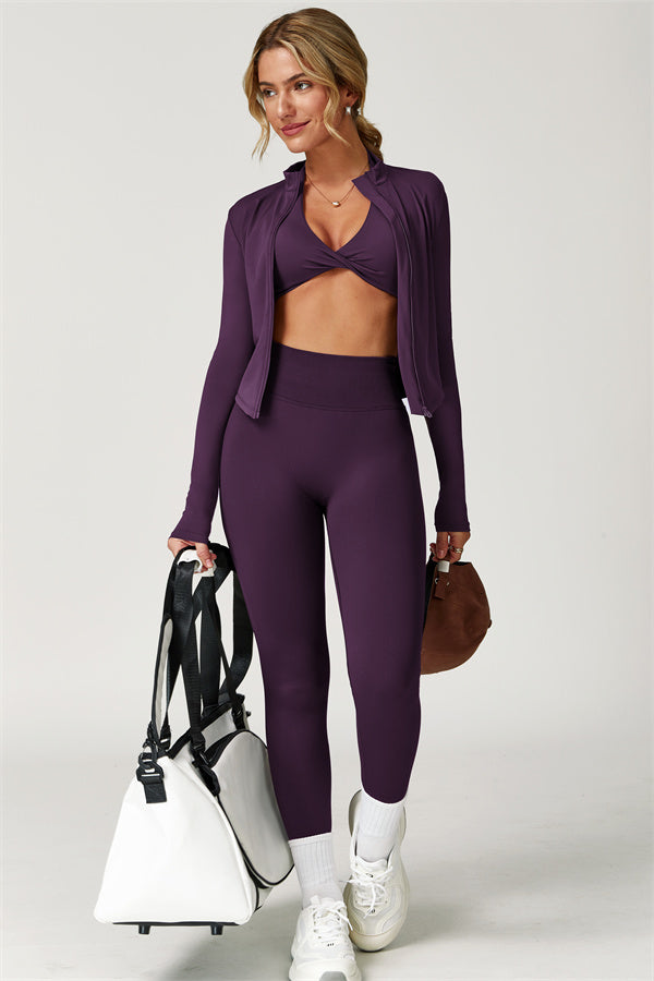 Zip-Up Stand Collar Active Jacket
