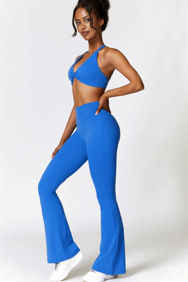 Twist-Front Sports Bra & Flared Leggings Set