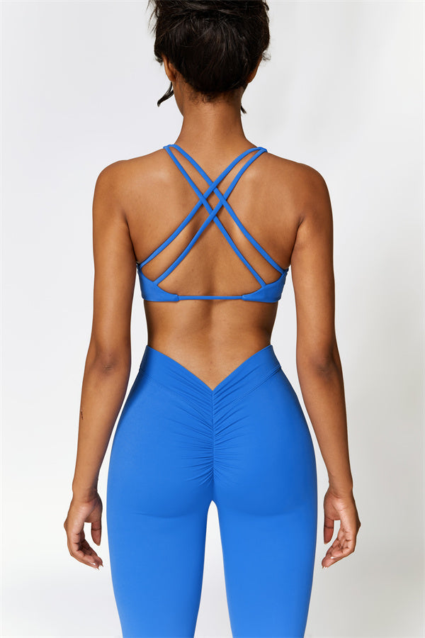 Twist-Front Sports Bra & Flared Leggings Set