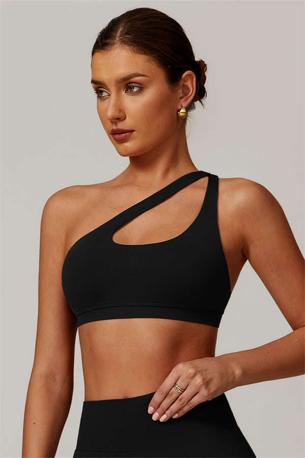 Asymmetrical Cutout One-Shoulder Sports Bra