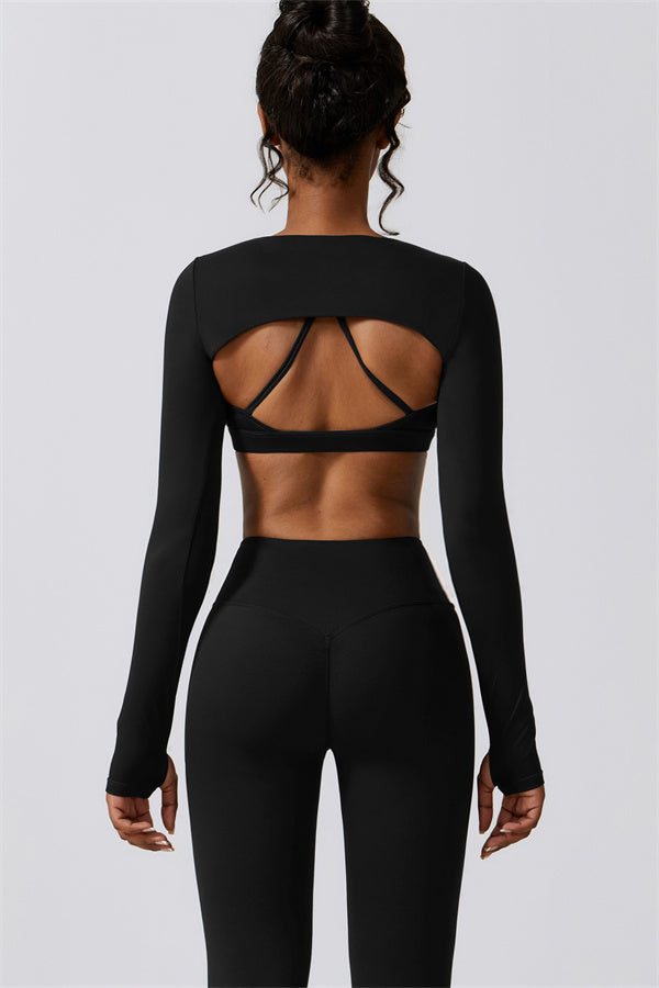 Stylish 3-Piece Activewear Set – Sports Bra, Crop Top & Leggings