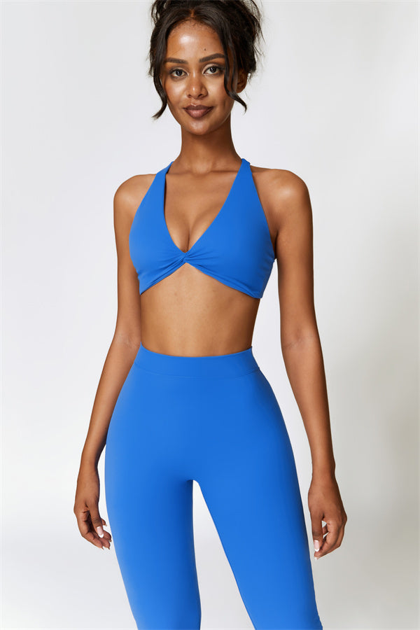 Twist-Front Sports Bra & Flared Leggings Set