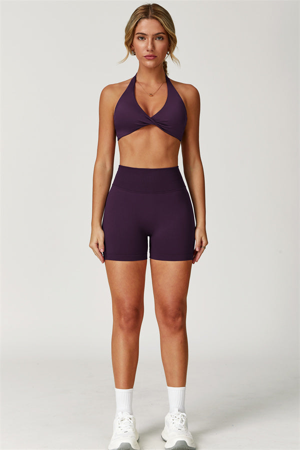 Twist-Front Open Back Sports Bra