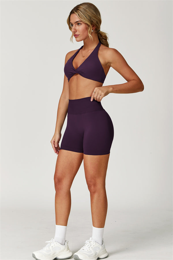 Twist-Front Open Back Sports Bra