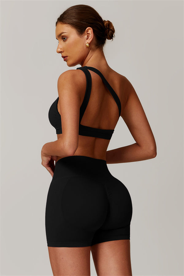 Asymmetrical Cutout One-Shoulder Sports Bra