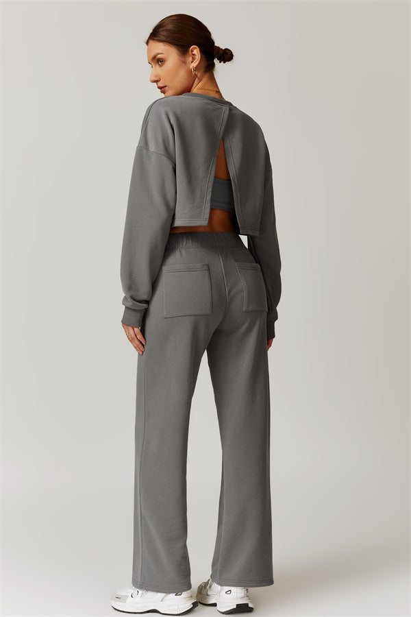 Open-Back Petal Crop Sweatshirt