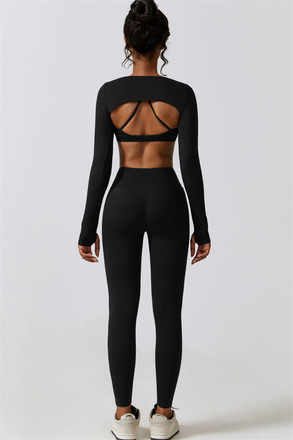 Stylish 3-Piece Activewear Set – Sports Bra, Crop Top & Leggings