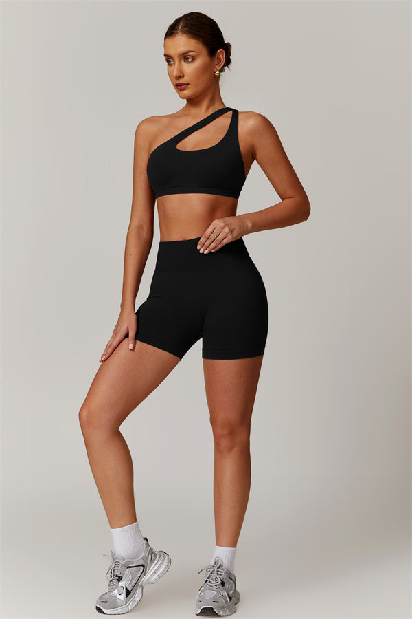 Asymmetrical Cutout One-Shoulder Sports Bra