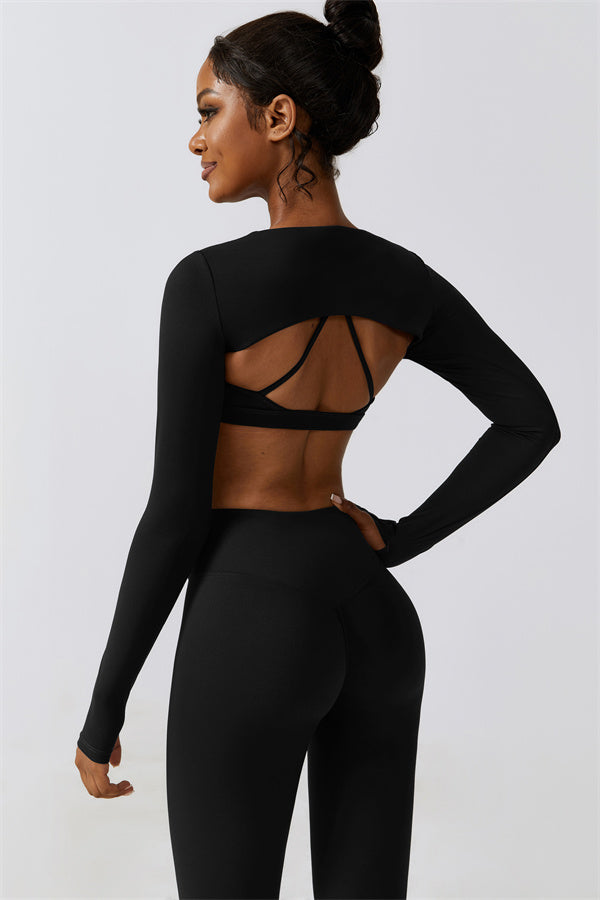 Stylish 3-Piece Activewear Set – Sports Bra, Crop Top & Leggings