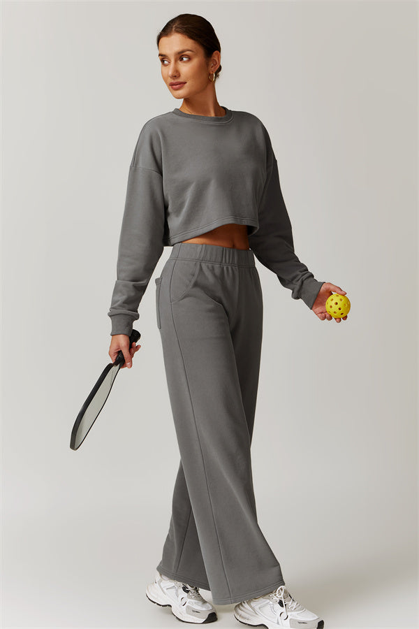 Open-Back Petal Crop Sweatshirt